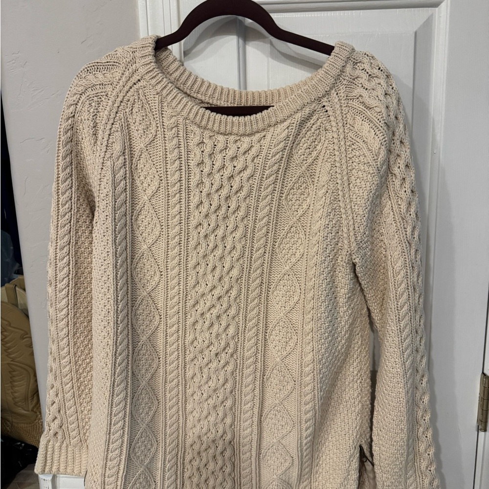 L.L. Bean Beige Cable Knit Sweater
